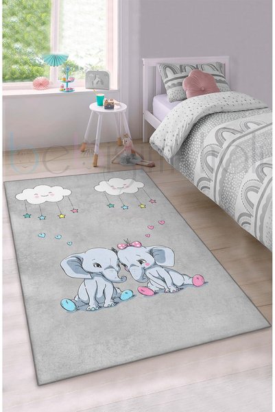 modalive Home Sevimli Kardeş Filler Desenli Çocuk Odası Halısı