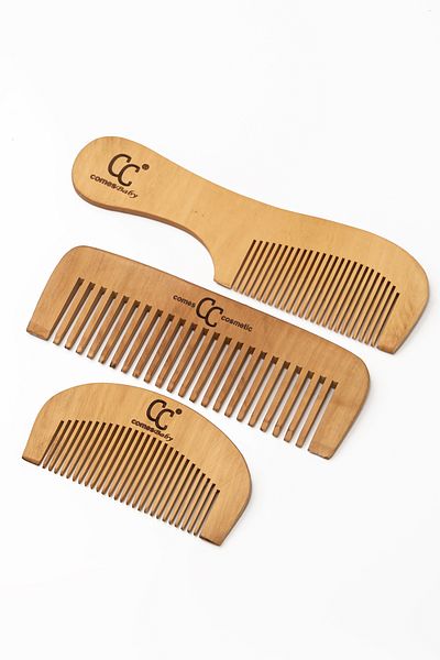 ComesBeauty 3-Piece Boxwood Comb Set 100% Natural (Mother Baby Child Set)