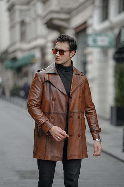 CE-YIL DERİ ÜRÜNLERİ MEN'S LEATHER TENCH COAT
