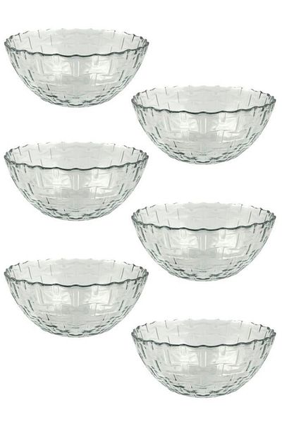 Tiesa Home Set of 6 Straw Pattern Glass Soup Snack Compote Bowls 360cc