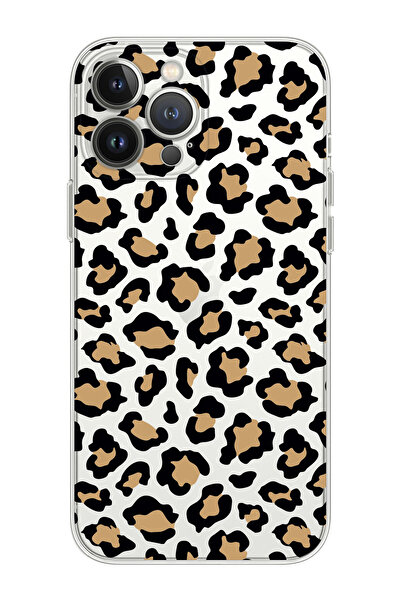 shoptocase Iphone 14 Pro Max Uyumlu Leopar Tasarımlı Premium Şeffaf Telefon K...