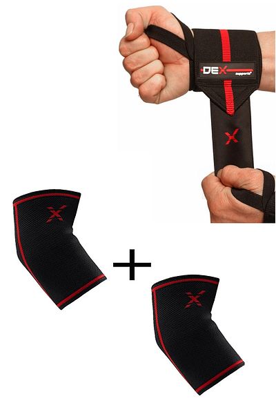 Dex Supports Lasting Energy Sports Bracelet Elite Wrist Wraps+Elbow Sleeve Fitness Orthopedic Training Elbow Brace 2 Pack
