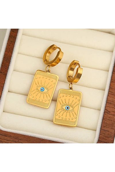 Atelier Çağla Steel Eye Rectangular Plate Earrings