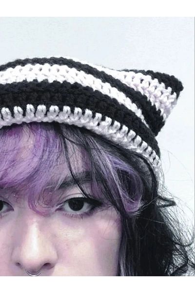 Favorim50ton Black and White Cat Design Beret