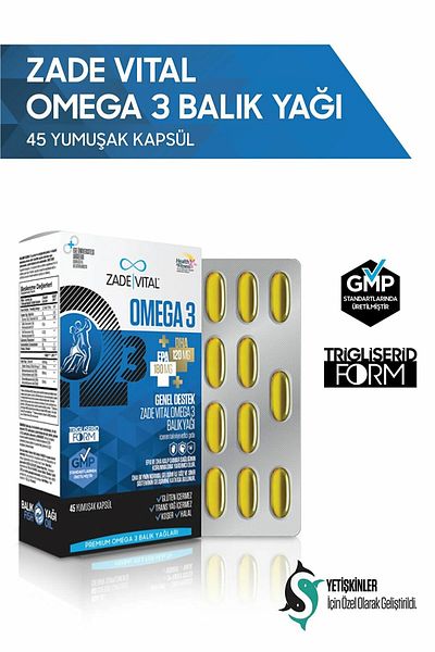 Zade Vital 45 Capsules Premium Omega 3 Fish Oil - General Support