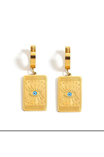 Atelier Çağla Steel Eye Rectangular Plate Earrings