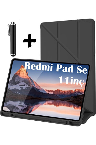 m.tk moveteck Xiaomi Redmi Pad Se 11 inç Tablet Kılıfı Kalemlikli Akıllı Silikon Kılıf Uyku Modlu Standlı + Kalem