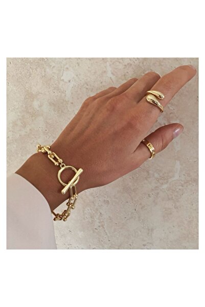 Çelik Vintage Gold Yüzük