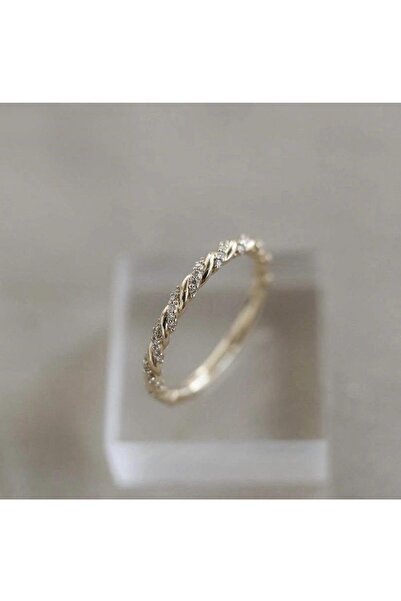 925KOLYE Sarmaşık Yüzük Modeli 925 Ayar Gümüş Gold Rengi