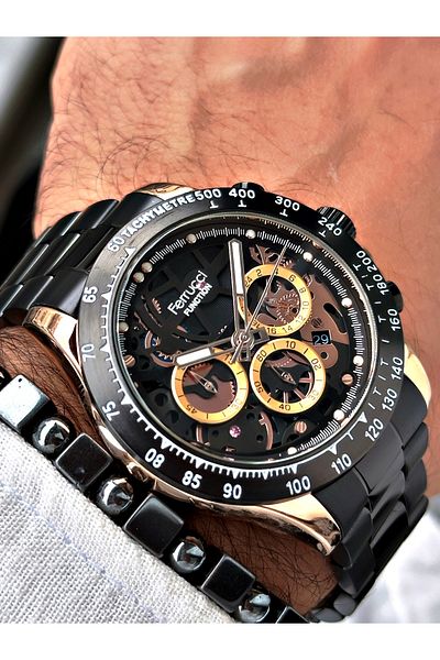 Ferrucci Black Color Functions Active Men's Wrist Watch + BRACELET GIFT
