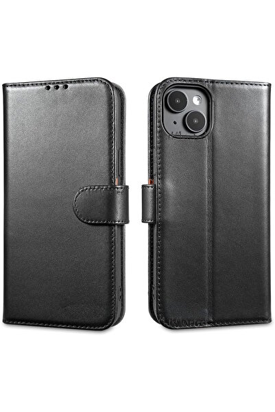 m.tk moveteck İphone 15 Kılıf Cüzdan 360 Tam Koruma Deri Kartvizitli Cüzdanlı...