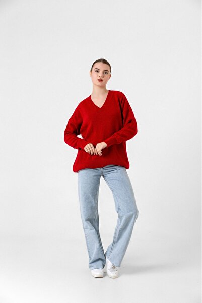 Benedetto Γυναικείο πουλόβερ με λαιμόκοψη V, Oversize, Basic Knitwear