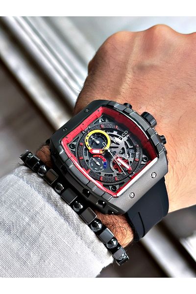 Ferrucci Black Color Sports Silicone Model Functions Active Men's Wrist Watch + BRACELET WITH GIFT