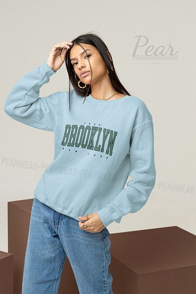 Pear Wear Hanorac oversize cu 3 fire de damă cu imprimeu Brooklyn