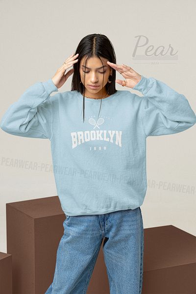 Pear Wear Hanorac oversize cu 3 fire de damă cu imprimeu Brooklyn