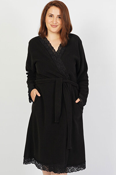 CANTERİDER روب صباحي طويل من الدانتيل بأكمام طويلة من بولار مقاس كبير