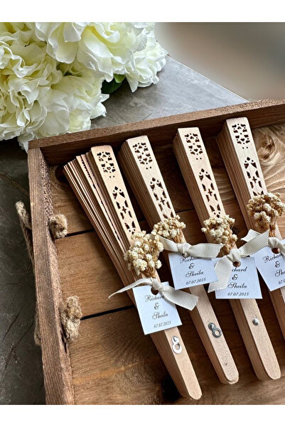 Uğur Matbaacılık (10 Ad.) Ahşap Yelpaze - Hediyelik - Düğün - Kına - Nişan - ...