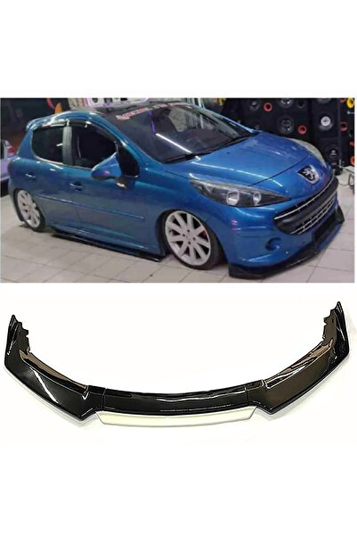 MKG Otomotiv Peugeot 207 uyumlu  Beyaz Renkli Şeritli Dilli Ön Lip 4 Prç Parl...