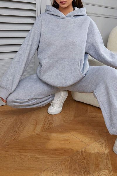 Garalio GARALIO Γυναικείο Σετ Φούτερ Oversize με κουκούλα Basic με βαμβακερή επένδυση
