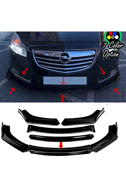 MKG Otomotiv Opel insignia Uyumlu Siyah Renkli Şeritli Dilli Ön Lip 4 Prç Par...