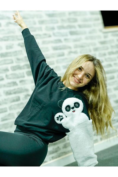 Oxlade Hanorac cu mâneci panda 100% bumbac panda cu blană ®