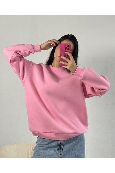 minaaise Hanorac oversize de bază roz 26088