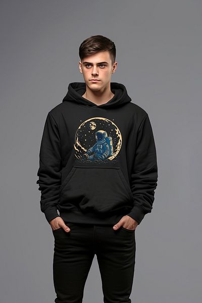 ADA BEBEK ÇOCUK Мъжки суичър с качулка Cotton Thinker Astronaut