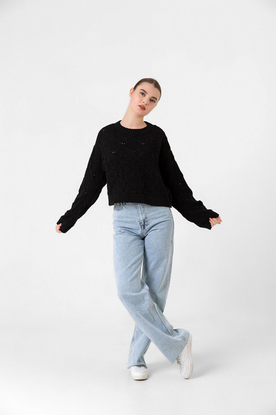 Benedetto Γυναικείο πλεκτό πουλόβερ με τρύπες, μαλακό πλεκτό