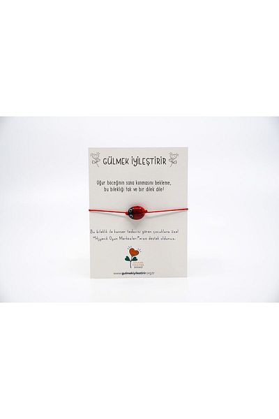 Gülmek İyileştirir Ladybug Glass Bracelet