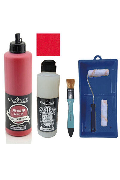 Cadence Mobilya Boyası-Cadence Multisurface H-053 Crimson Kırmızı 500Ml Ultimate Vernik Mat 250Ml SatRuloSet