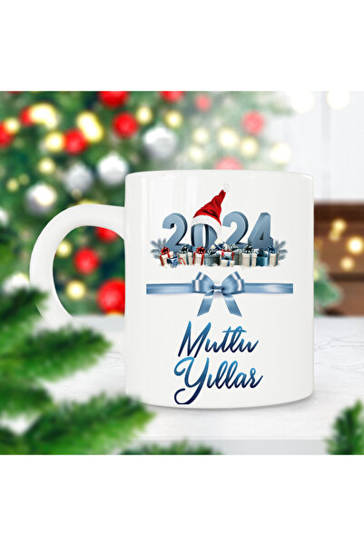 ART HEDİYE 2024 Happy Birthday Hat Ribbon Christmas Gift Printed Mug Cup