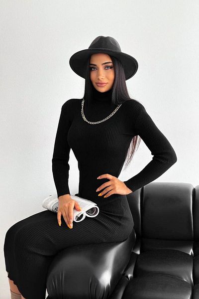 YUSUF CAN KARATAŞ KARATAŞ GİYİM Women's High Collar Long Sleeve Bodice Fabric Hijab Suitable Dress Size 135 Does Not Show Underwear