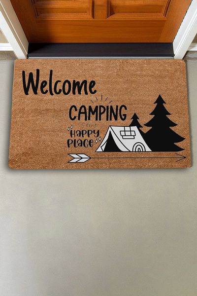 Valerine Life Happy Camping Themed Welcome Door Mat 45x70cm