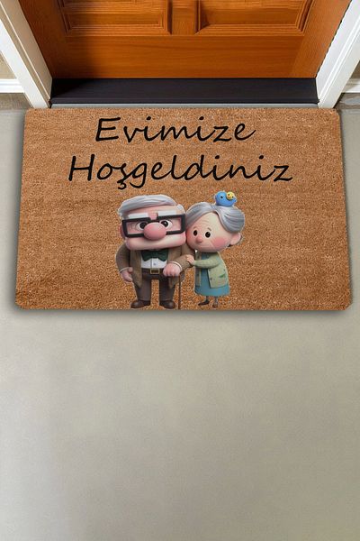 Valerine Life Up Cute Elderly Pair Welcome to Our Home Door Mat 45x70cm