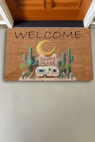 Valerine Life Cactus and Caravan Welcome Door Mat 45x70cm