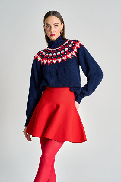 LOOSH Kadın Kırmızı Volanlı Mini Etek