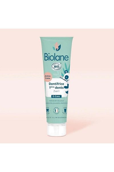 Biolane Gently Cleans and Soothes Baby's Milk Teeth First Toothpaste 50ml... 2in1