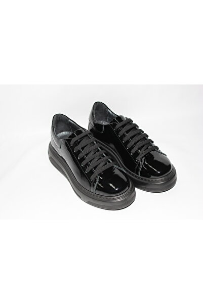 Dağlı Kadın Siyah Rugan Hakiki Deri Sneaker Günlük Ayakkabı