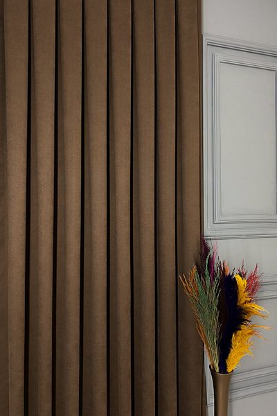 VANESSA PERDE Plain Linen Floor Living Room and Bedroom Background Curtain 1/3 Close Pleated Don't Want Ironing Matte Color New Fund Series