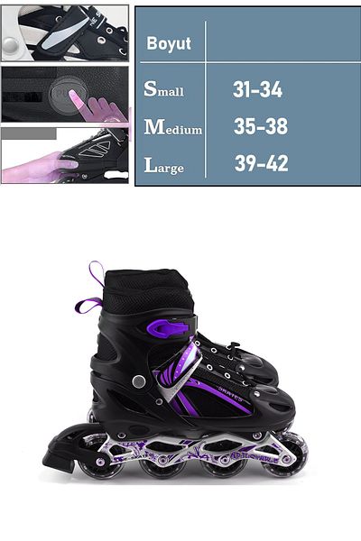 Vadi Purple Double Row Aluminum Body Adjustable Lighted Practice Skate Bag