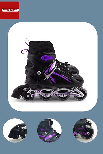 Vadi Purple Double Row Aluminum Body Adjustable Lighted Practice Skate Bag