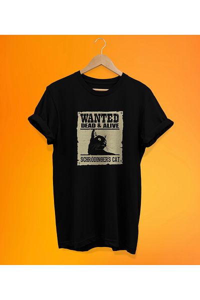 remonz Μπλουζάκι Schrödinger's Cat με στάμπα μαύρο, 100% βαμβακερό Basic (κανονικό μέγεθος)