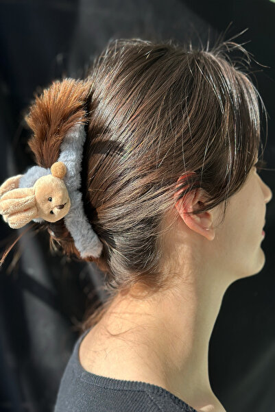 Dinçerler tekstil Peluş Gri Tavşan Mandal Toka
