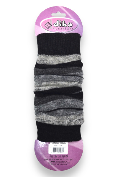 Diba Lambswool Yün Kadın Nitesheys Antrasit Çizgili Dizlik Tozluk