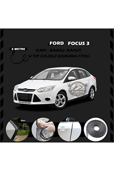 STS Oto Aksesuar Ford Focus 3 Oto Araç Kapı Koruma Fitili 5metre Parlak Siyah...