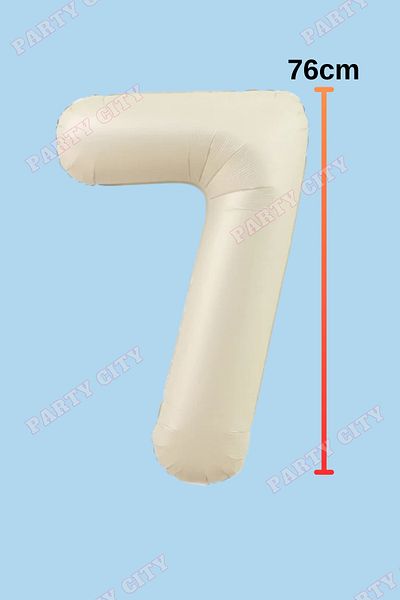 Party City Foil Balloon Number 7 Helium Balloon 76 Cm Cream Color - 7 Year Old Balloon Sea Sand