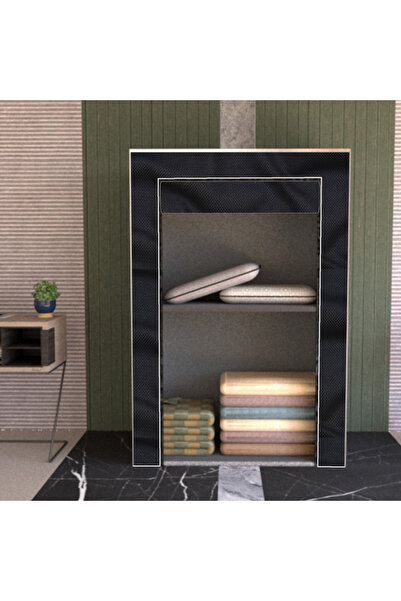 HOLTECH Çelik Borulu Siyah Bez Dolap Yorgan Hurcu Yüklük