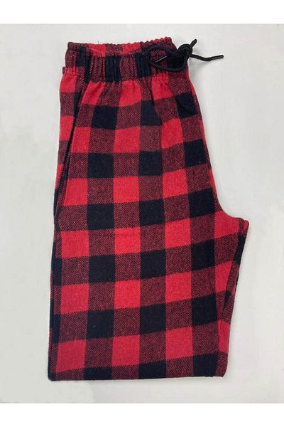 BAHHAR Red Plaid Pocketed Waist String Stitched Men's Bottom
