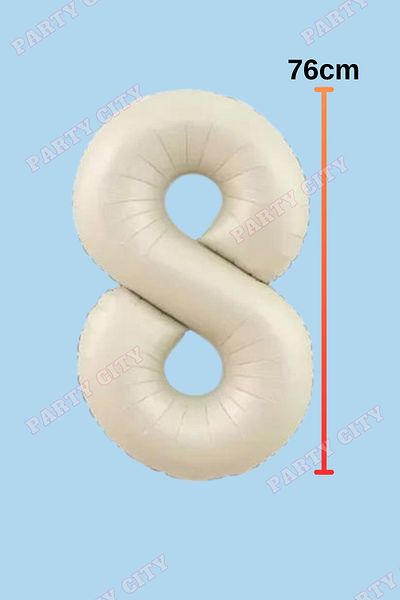 Party City Foil Balloon Number 8 Helium Balloon 76 Cm Cream Color - Age 8 Balloon Sea Sand