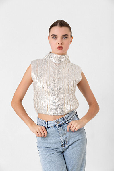 Benedetto Kadın Varaklı Kısa Boğazlı Süveter